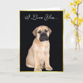 Ik hou van je Bullmastiff Puppy wenskaart Kaart (Gele Bloem)