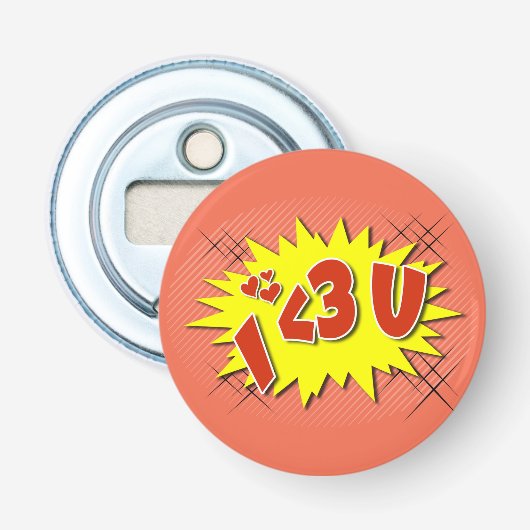 Ik hou van je button flesopener (Voorkant)