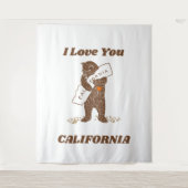Ik hou van je Californië Beer Knuffelen Kaart Wandkleed (Voorkant)