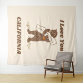 Ik hou van je Californië Beer Knuffelen Kaart Wandkleed (In Situ (horizontaal))