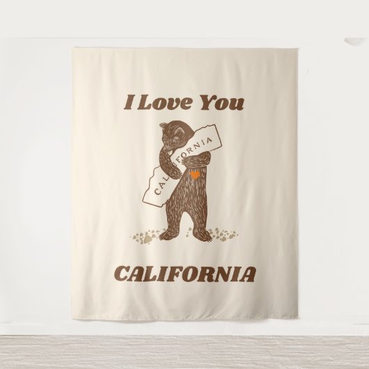 Ik hou van je Californië Beer Knuffelen Kaart Wandkleed (Voorkant)