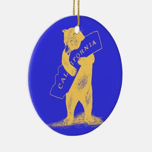 Ik hou van je Californië—Blauw en Goud Keramisch Ornament (Rechts)