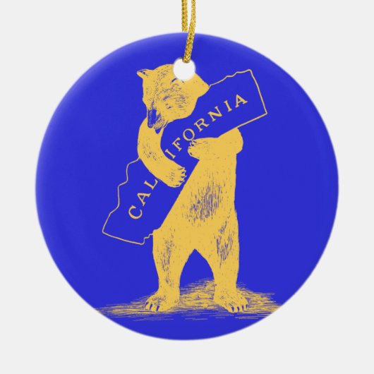 Ik hou van je Californië—Blauw en Goud Keramisch Ornament (Voorkant)