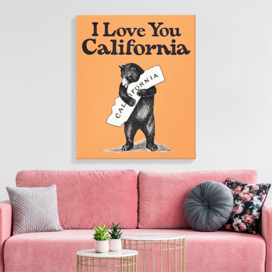 Ik hou van je Californische Beer Hug Canvas Afdruk (Insitu (Woonkamer))