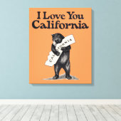 Ik hou van je Californische Beer Hug Canvas Afdruk (Insitu (Houten vloer))