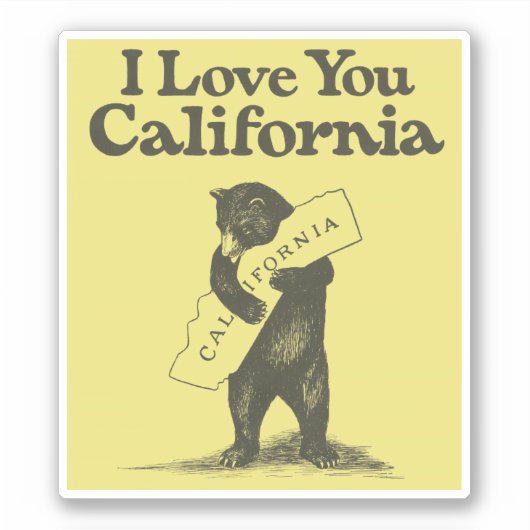 Ik hou van je Californische Beer Hugging State Sticker (Voorkant)