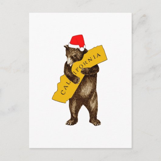 Ik hou van je Californische Beer met Santa Hat Briefkaart (Voorkant)
