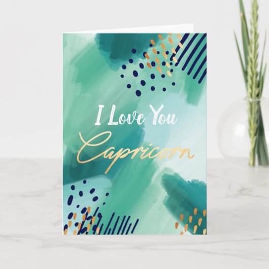 "Ik hou van je, Capricorn" Zodiac Abstracte kaart (Voorkant)