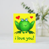 Ik hou van je Cartoon kikker. Briefkaart (Staand voorkant)