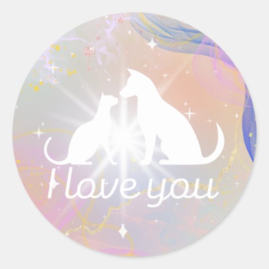 "Ik hou van je" Cat Duo Sticker (Voorkant)
