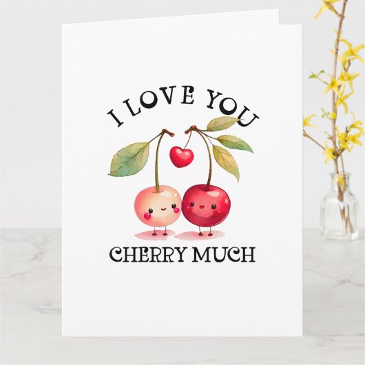 Ik hou van je Cherry veel Valentijnsdag Kaart (Gele Bloem)