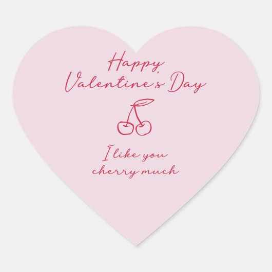 Ik hou van je cherry veel Valentijnsdag Roze Hart Sticker (Voorkant)