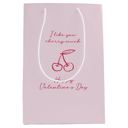 Ik hou van je cherry veel Valentijnsdag Roze Medium Cadeauzakje (Voorkant)
