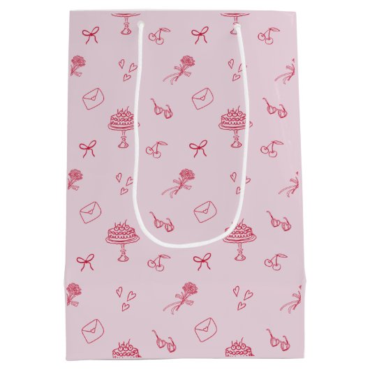 Ik hou van je cherry veel Valentijnsdag Roze Medium Cadeauzakje (Achterkant)