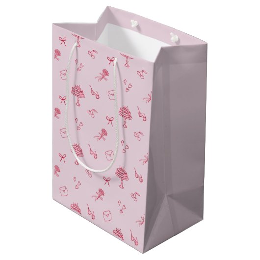 Ik hou van je cherry veel Valentijnsdag Roze Medium Cadeauzakje (Achterkant Gekanteld)