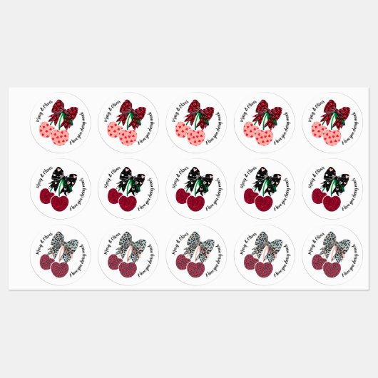 Ik hou van je Cherry veel Valentijnsdag snoep cade Labels (Vel)