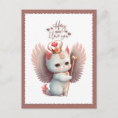 Ik hou van je Chibi Angel Kitty Cat Valentijn Feestdagenkaart (Voorkant)