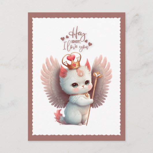 Ik hou van je Chibi Angel Kitty Cat Valentijn Feestdagenkaart (Voorkant)