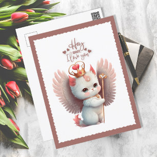 Ik hou van je Chibi Angel Kitty Cat Valentijn Feestdagenkaart