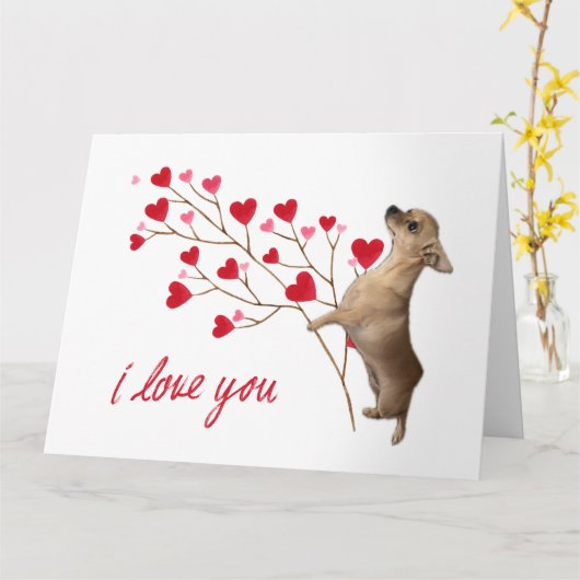 Ik hou van je Chihuahua Kaart (Gele Bloem)