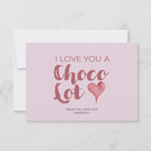 Ik hou van je Chocolate Valentijns Dank je wel Bedankkaart (Voorkant)