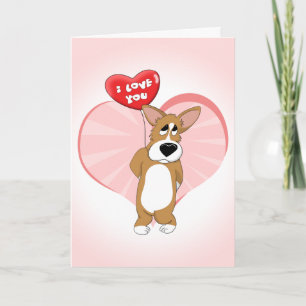 Ik hou van je Corgi Valentijnsdag Kaart