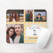 Ik hou van je Couple Photo Collage Yellow Hearts Muismat (Met muis)