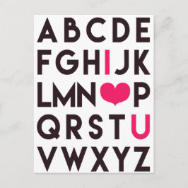 IK HOU VAN JE - Cute Alfabet Ansichtkaart Briefkaart