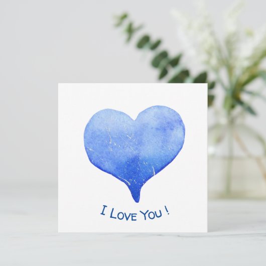 Ik hou van je Cute Blue Heart Valentijn (Staand voorkant)