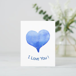 Ik hou van je Cute Blue Heart Valentijn Briefkaart