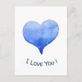 Ik hou van je Cute Blue Heart Valentijn Briefkaart (Voorkant)