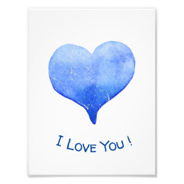 Ik hou van je Cute Blue Heart Valentijn Foto Afdruk