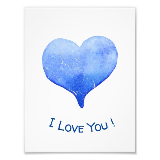 Ik hou van je Cute Blue Heart Valentijn Foto Afdruk (Voorkant)