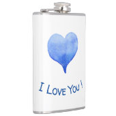 Ik hou van je Cute Blue Heart Valentijn Heupfles (Rechts)