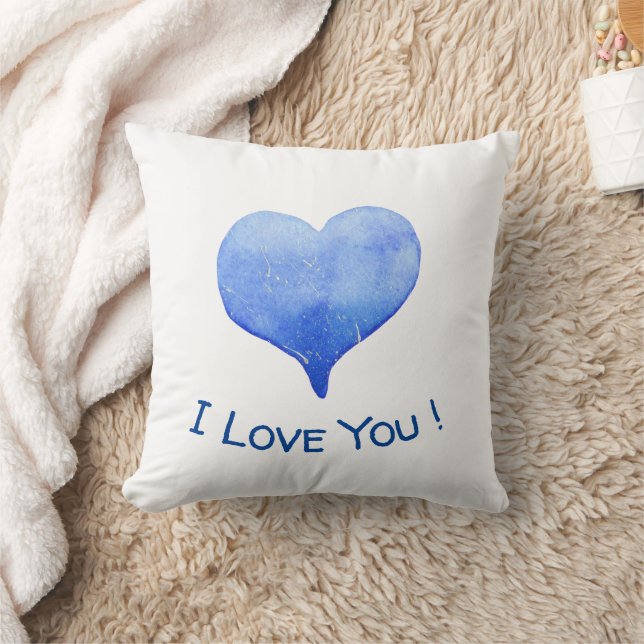 Ik hou van je Cute Blue Heart Valentijn Kussen (Deken)