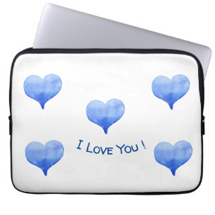 Ik hou van je Cute Blue Heart Valentijn Laptop Sleeve