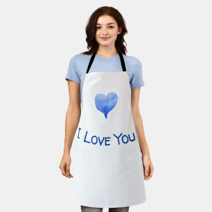 Ik hou van je Cute Blue Heart Valentijn Schort