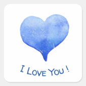Ik hou van je Cute Blue Heart Valentijn Vierkante Sticker (Voorkant)