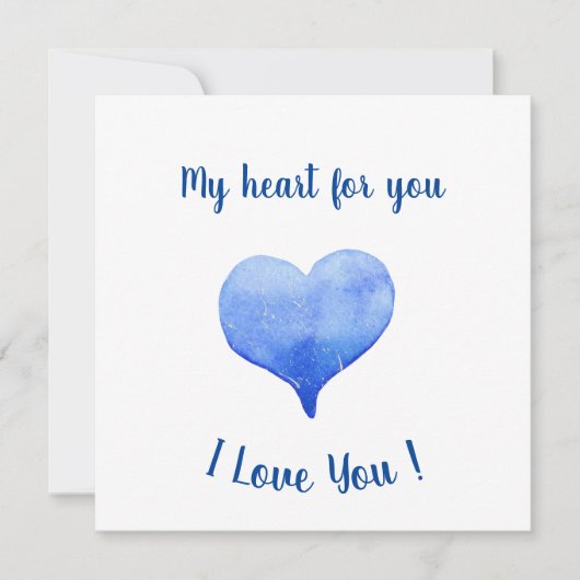 Ik hou van je Cute Blue Heart Valentijnsdag (Voorkant)