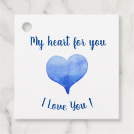 Ik hou van je Cute Blue Heart Valentijnsdag Bedankjes Labels