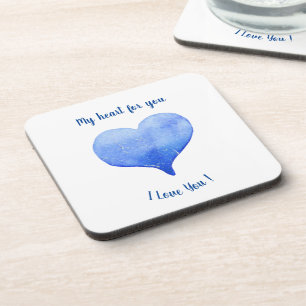 Ik hou van je Cute Blue Heart Valentijnsdag Bier Onderzetter