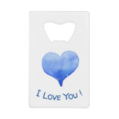 Ik hou van je Cute Blue Heart Valentijnsdag Creditkaart Flessenopener (Voorkant)