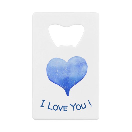 Ik hou van je Cute Blue Heart Valentijnsdag Creditkaart Flessenopener (Voorkant)