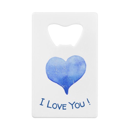 Ik hou van je Cute Blue Heart Valentijnsdag Creditkaart Flessenopener (Achterkant)
