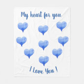 Ik hou van je Cute Blue Heart Valentijnsdag Fleece Deken (Voorkant)