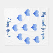 Ik hou van je Cute Blue Heart Valentijnsdag Fleece Deken (Voorkant (Horizontaal))