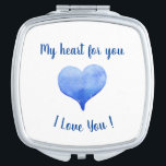 Ik hou van je Cute Blue Heart Valentijnsdag Handtas Spiegeltje<br><div class="desc">Ik hou van waterverf Blue Heart Valentijnsdag. In mijn collectie vind je de geschikte modellen voor dit ontwerp. Overeenkomende objecten beschikbaar.</div>
