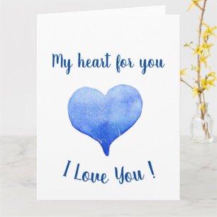 Ik hou van je Cute Blue Heart Valentijnsdag Kaart