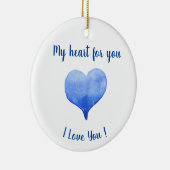 Ik hou van je Cute Blue Heart Valentijnsdag Keramisch Ornament (Rechts)