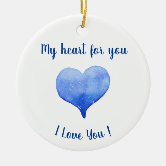 Ik hou van je Cute Blue Heart Valentijnsdag Keramisch Ornament (Voorkant)